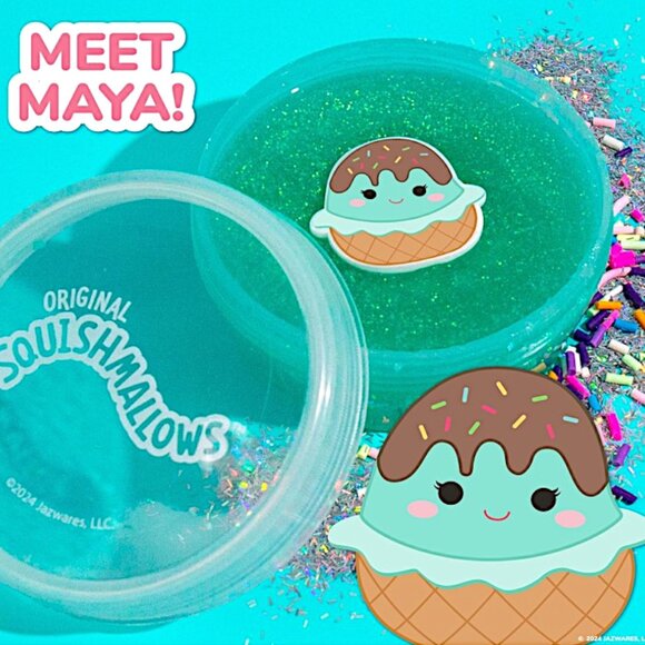 Squishmallows Maya Ice Cream Glitter Slime w/ Charm Chocolate Scent Collectible - Picture 3 of 8